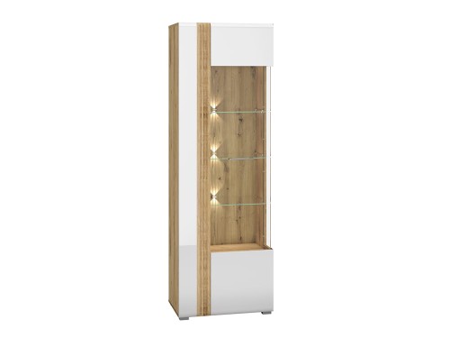 Witryna 1- drzwiowa dąb castello + MDF biały połysk  Adagio 02P