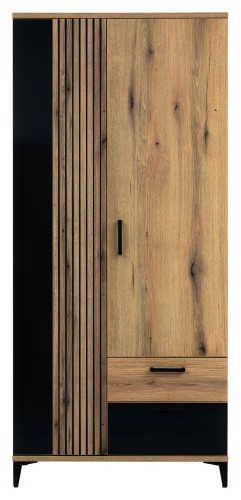 Szafa Aris 2- drzwiowa z szufladą dąb evoke/ czarny AS 10