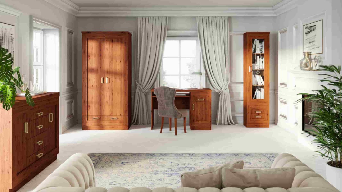 aranżacja biura tadeusz w kolorze dąb stuletni