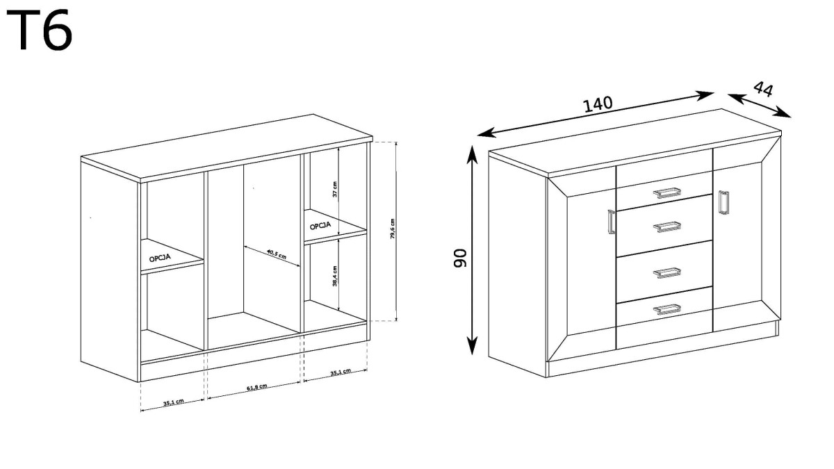 wymiary komody tadeusz t-6