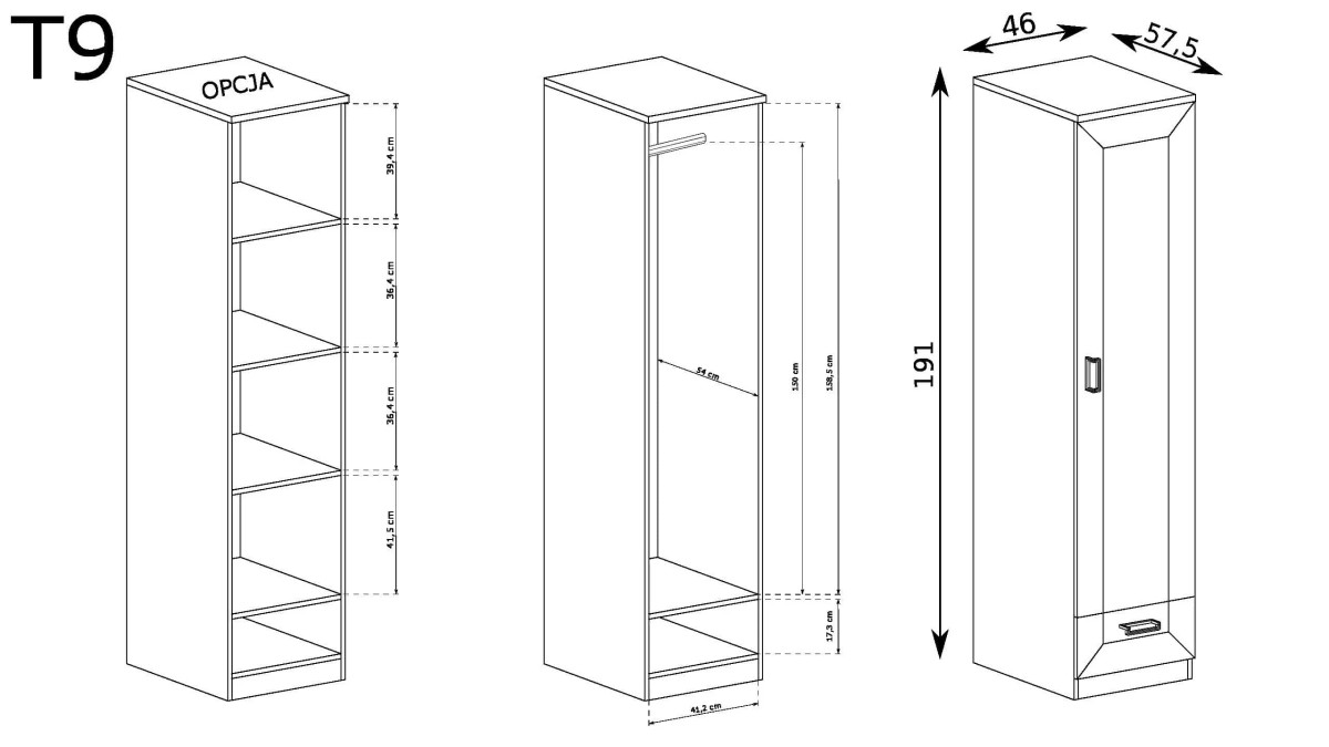 wymiary bieliźniarki/ półszafy tadeusz t-9