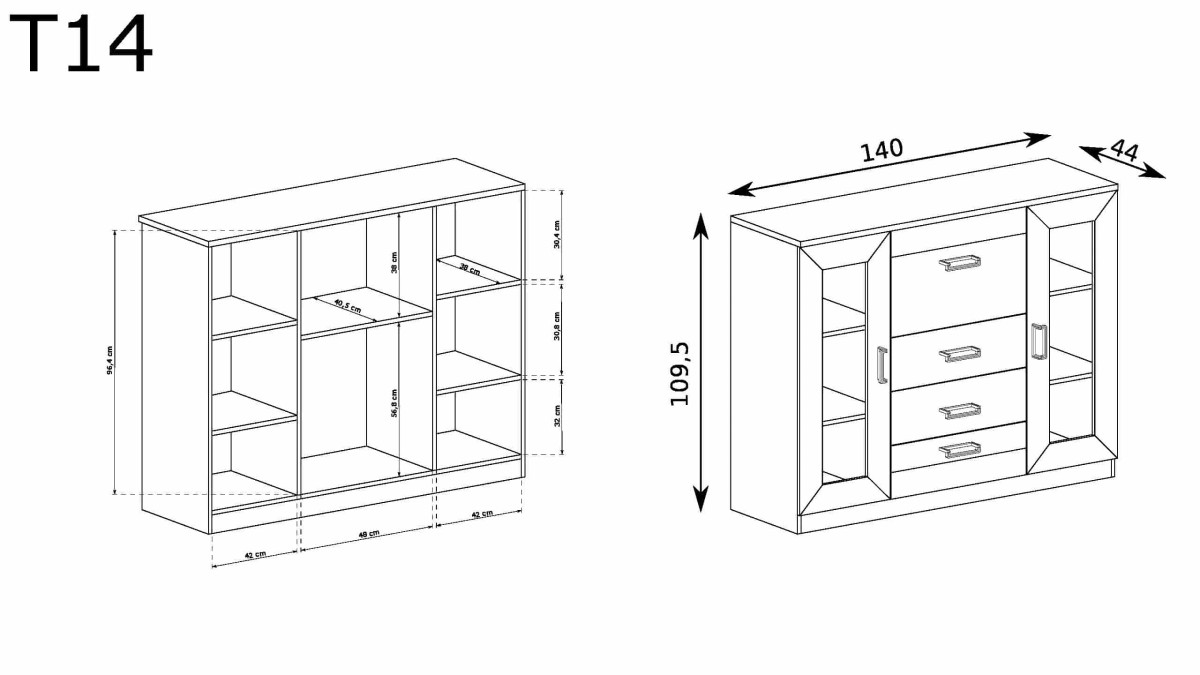wymiary komody tadeusz t-14