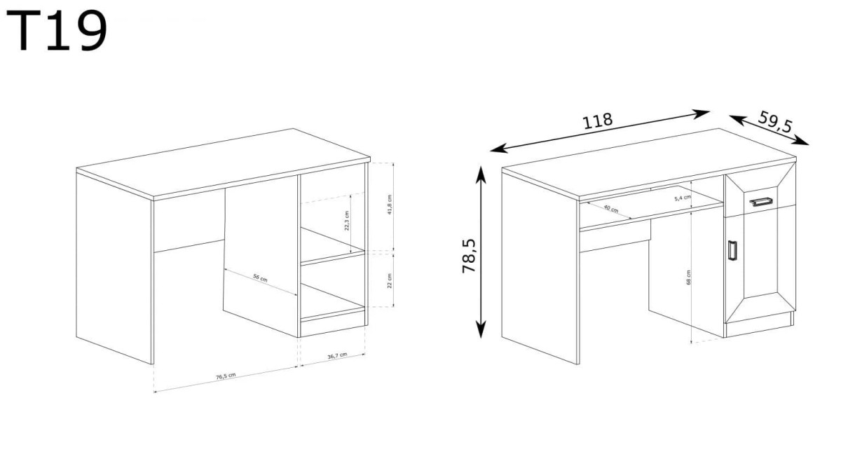 wymiary biurka tadeusz t-19