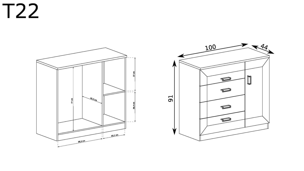 komoda tadeusz t-22 wymiary
