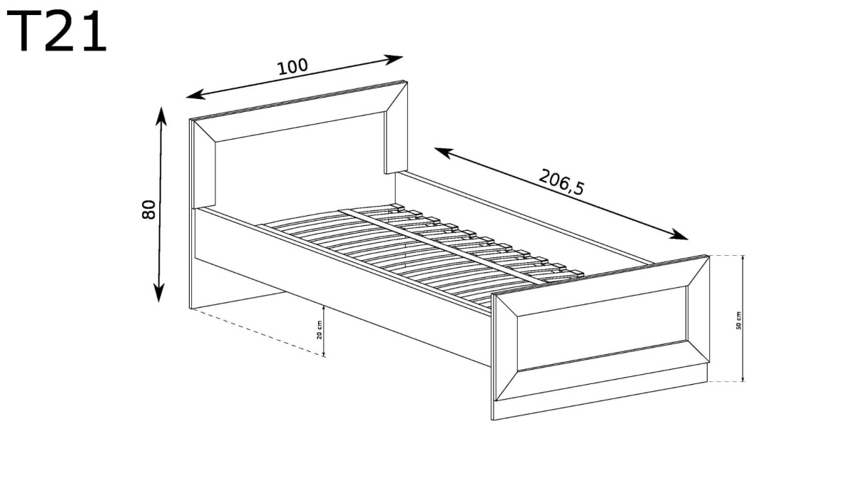 rysunek techniczny łóżka tadeusz t-21