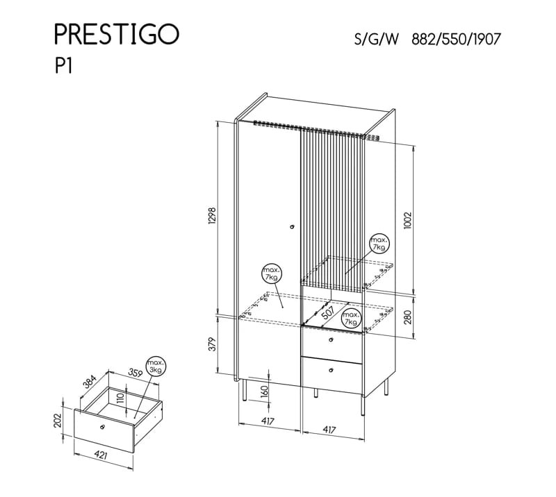 szkic szafy prestigo