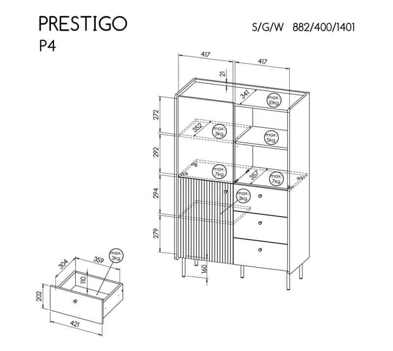 aranżacja regału prestigo p-4