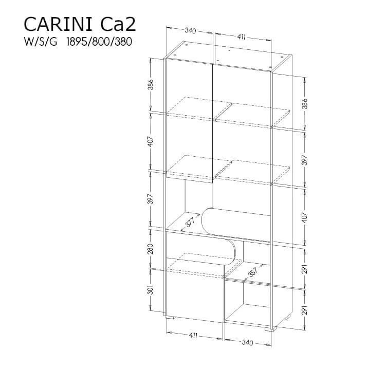 wnętrze szafy carini CA2