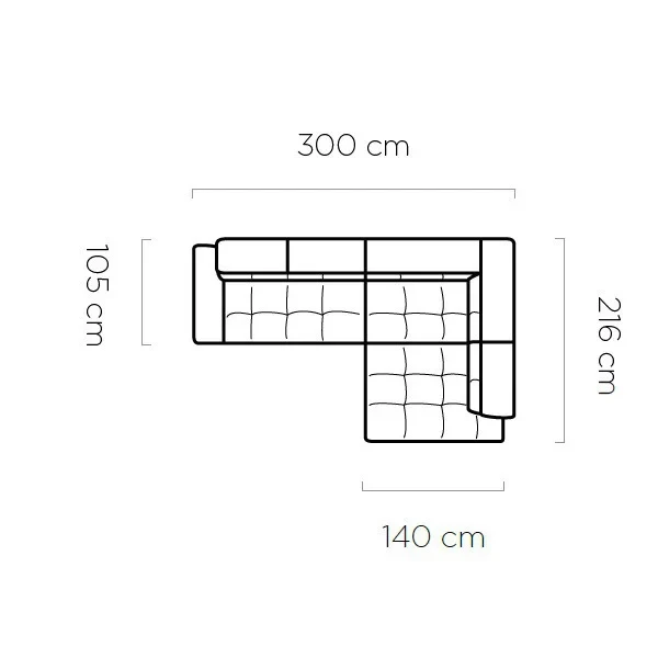 Narożnik PLAZA L  - wymiary