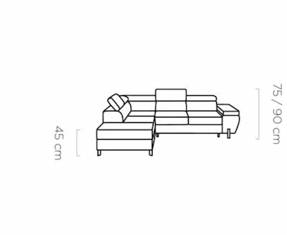Narożnik MOLINA L - wymiary
