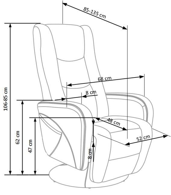 PULSAR recliner z funkcją masażu popielaty