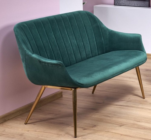 ELEGANCE 2 XL sofa tapicerka - ciemny zielony, nogi - złote 