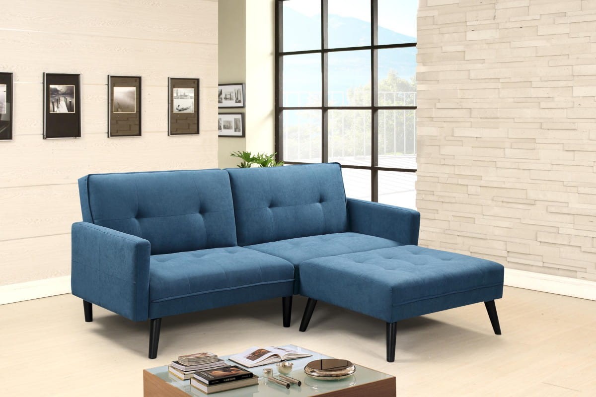 CORNER sofa rozkładana z funkcją narożnika niebieska (2p=1szt)