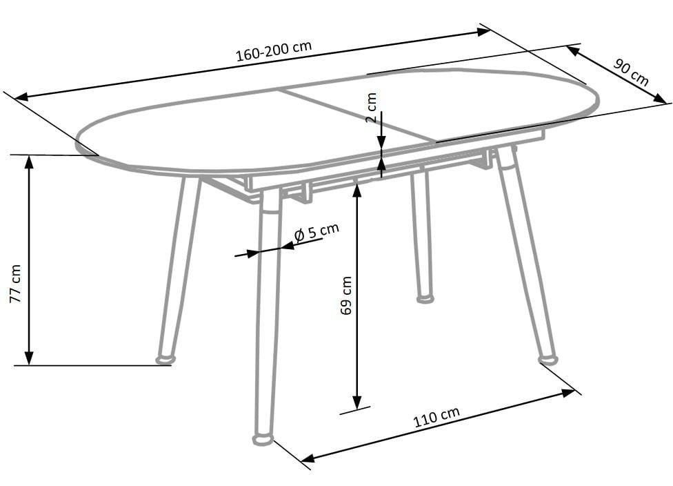 CALIBER-DEF stół rozkładany biały mieszany / dąb san remo (1p=1szt)
