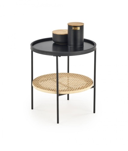 KAMPA ława czarny / rattan naturalny 