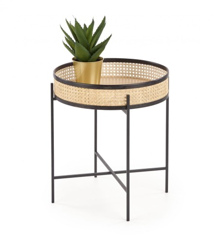 LANIPA ława czarny / rattan naturalny 