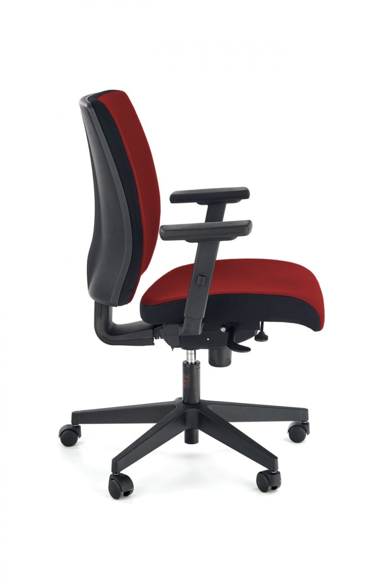 POP fotel pracowniczy, kolor: pasek boczny - czarny RN60999, front - czerwony M04