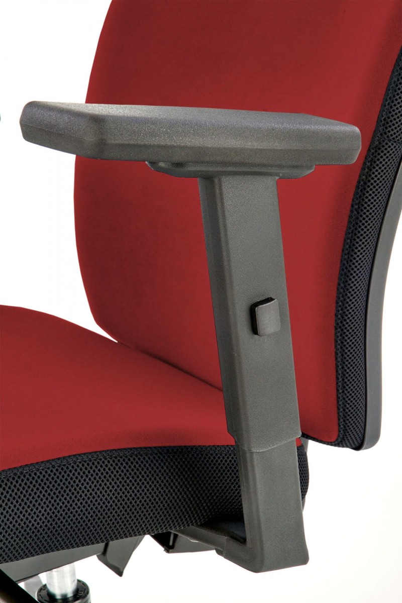 POP fotel pracowniczy, kolor: pasek boczny - czarny RN60999, front - czerwony M04