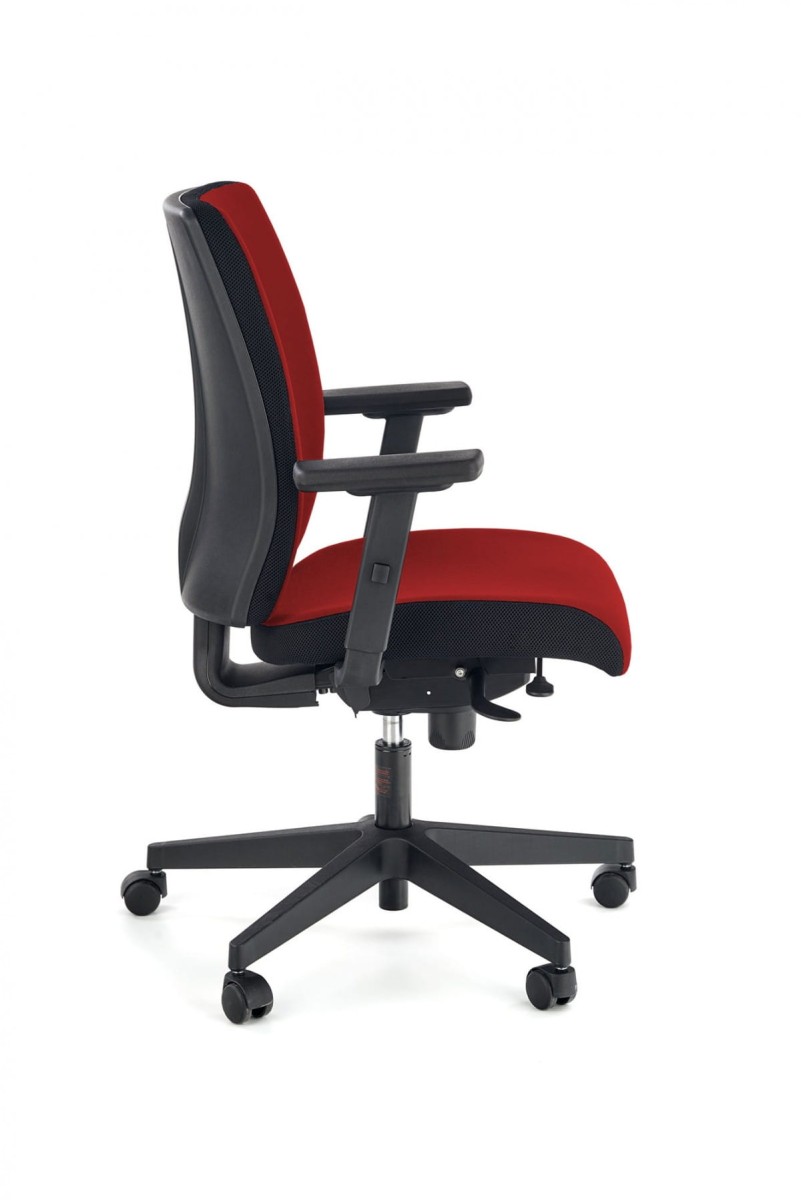 POP fotel pracowniczy, kolor: pasek boczny - czarny RN60999, front - czerwony M04