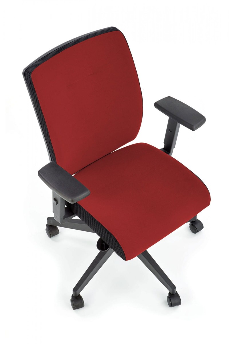 POP fotel pracowniczy, kolor: pasek boczny - czarny RN60999, front - czerwony M04