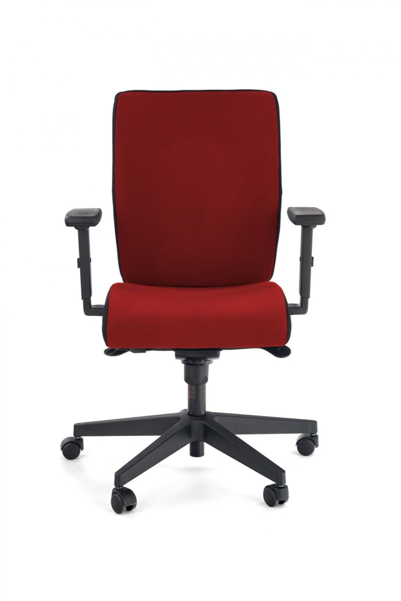 POP fotel pracowniczy, kolor: pasek boczny - czarny RN60999, front - czerwony M04