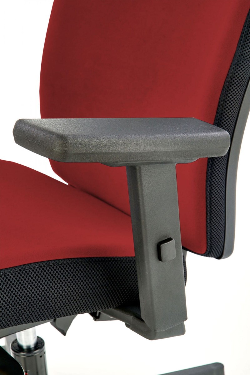 POP fotel pracowniczy, kolor: pasek boczny - czarny RN60999, front - czerwony M04
