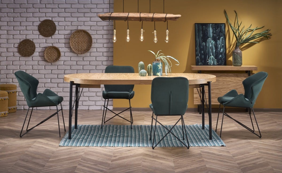 INFERNO stół rozkładany dąb naturalny - czarny (2p=1szt)