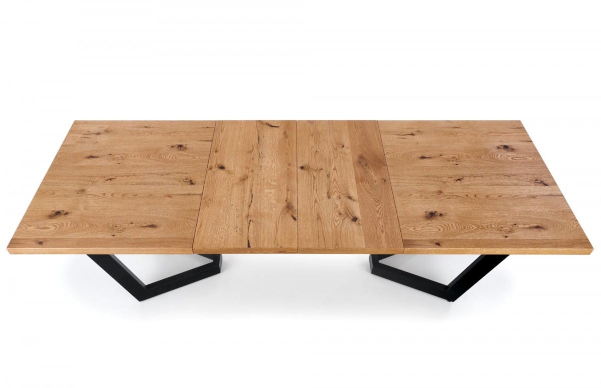 MASSIVE stół rozkładany 160-250x90x77 cm jasny dąb/czarny (2p=1szt)