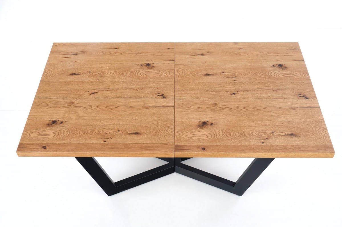 MASSIVE stół rozkładany 160-250x90x77 cm jasny dąb/czarny (2p=1szt)