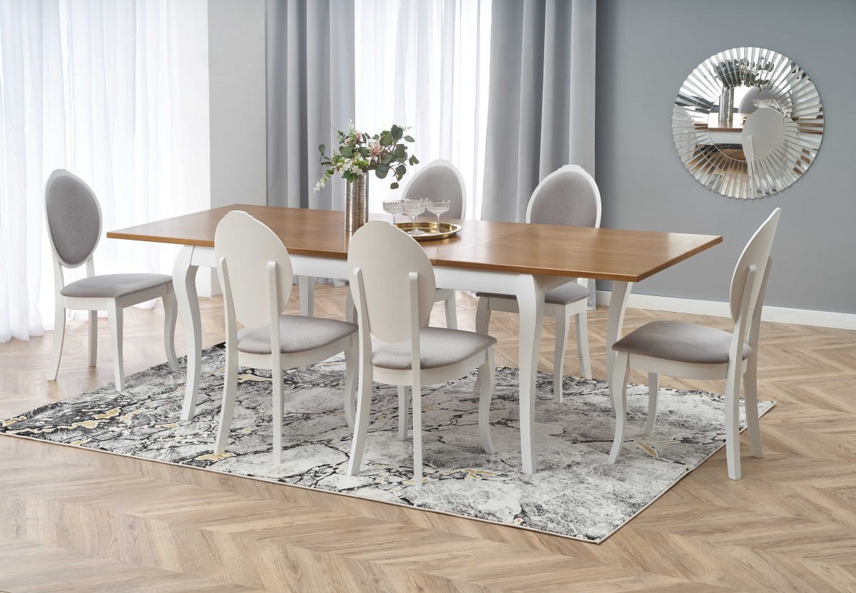 WINDSOR stół rozkładany 160-240x90x76 cm kolor ciemny dąb/biały (2p=1szt)
