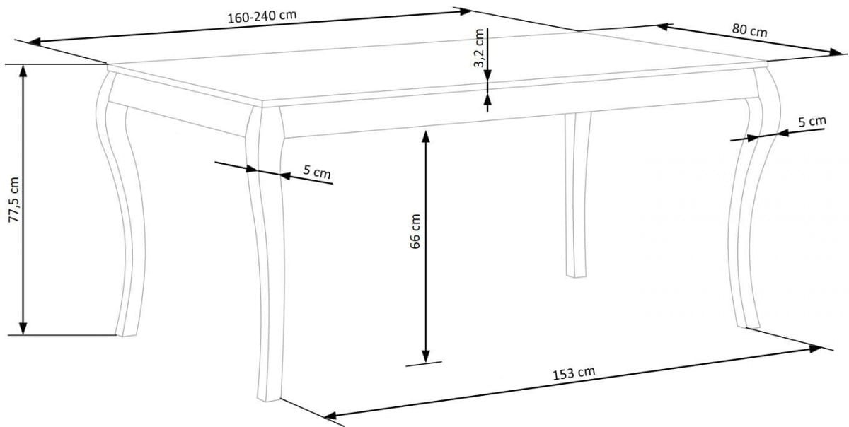 WINDSOR stół rozkładany 160-240x90x76 cm kolor ciemny dąb/biały (2p=1szt)