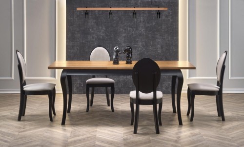 WINDSOR stół rozkładany 160-240x90x76 cm kolor ciemny dąb/czarny 