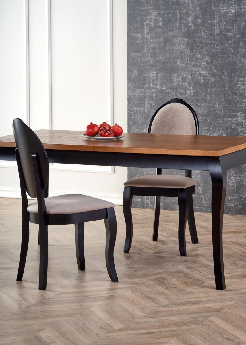 WINDSOR stół rozkładany 160-240x90x76 cm kolor ciemny dąb/czarny (2p=1szt)