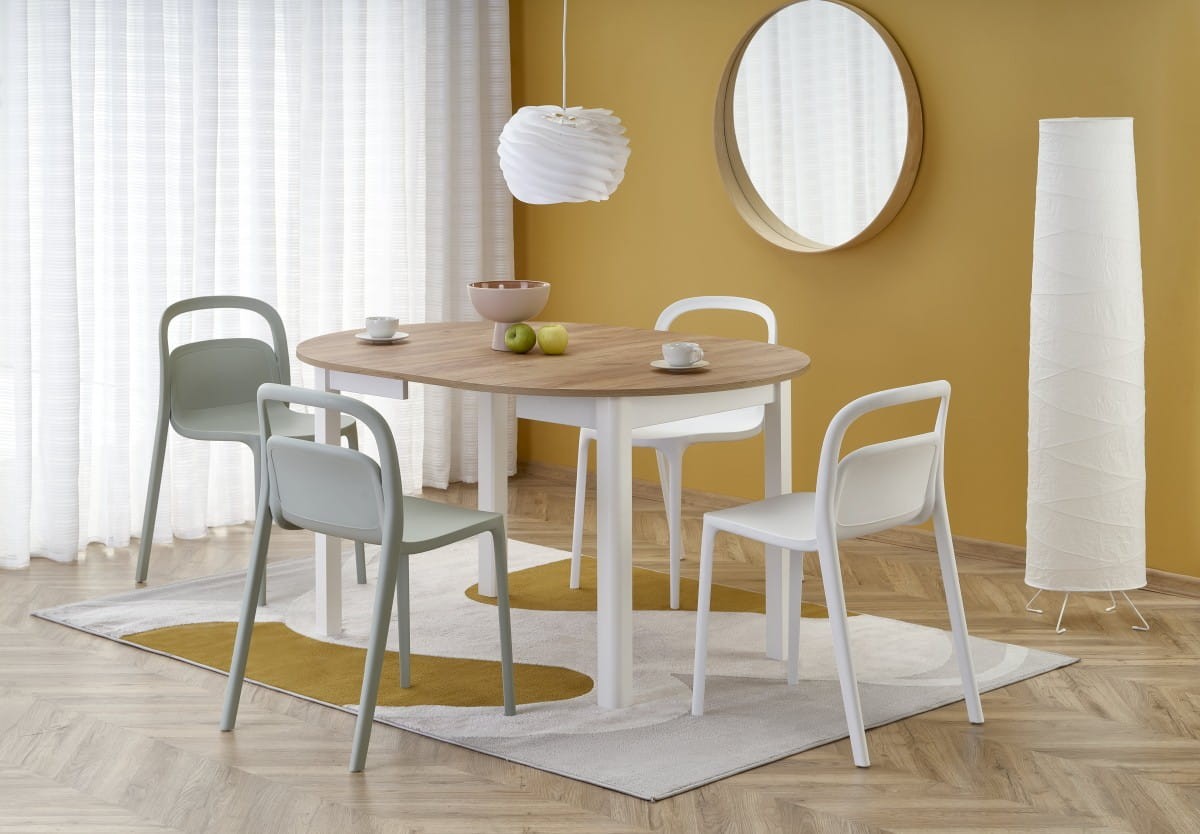 RINGO stół kolor blat dąb craft, nogi - biały (102-142x102x76 cm) (2p=1szt)