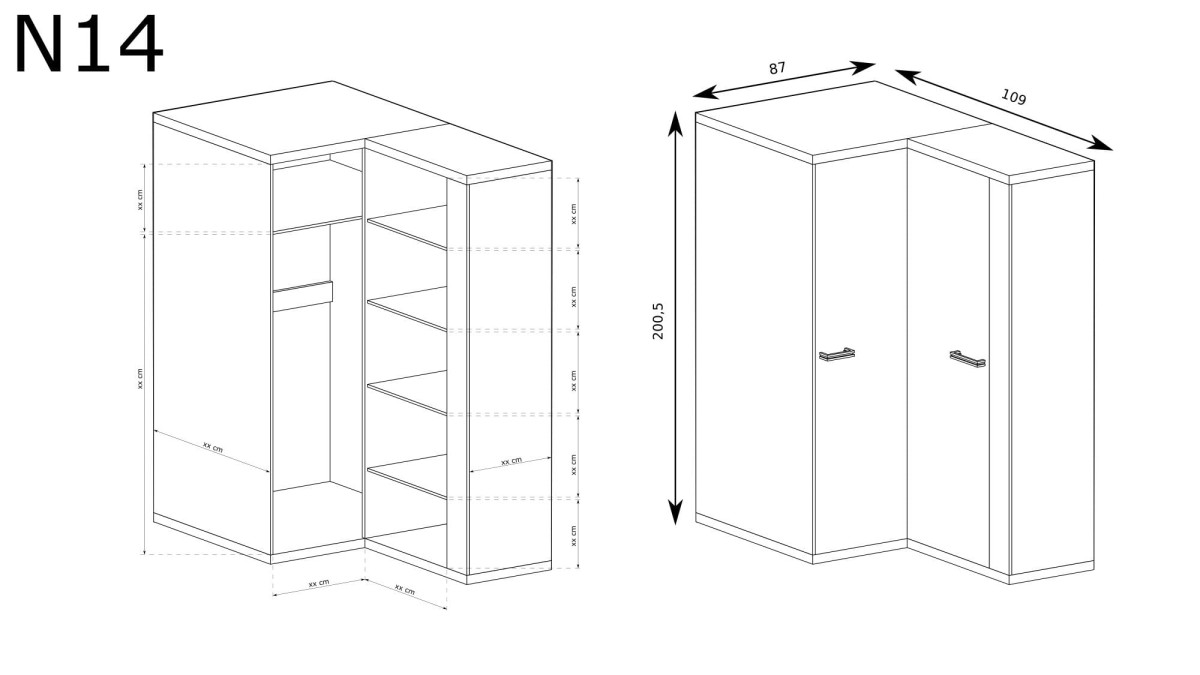 Szkic szafy Natural N-14