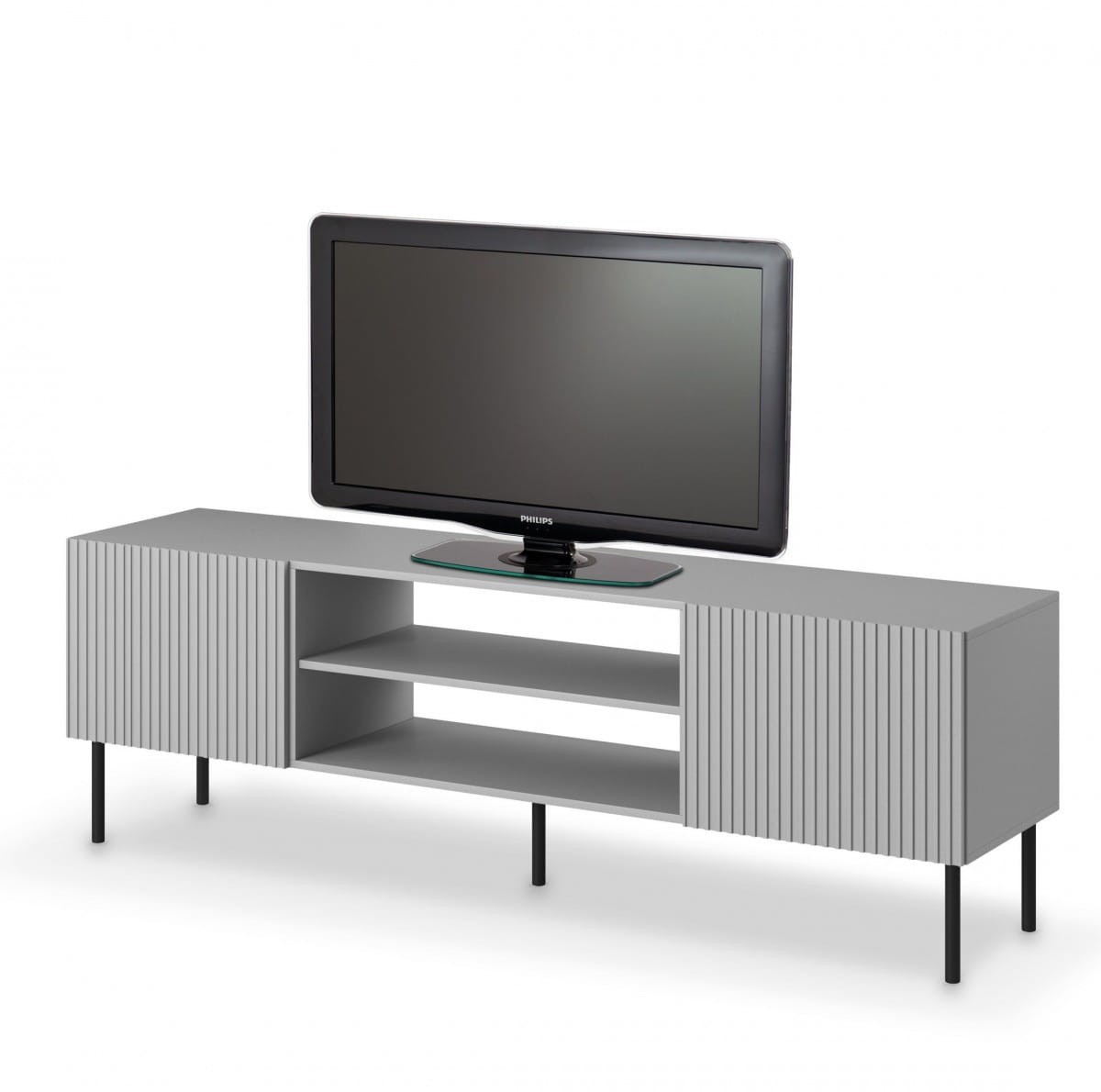 ASENSIO RTV-1 stolik RTV 180 cm  jasny popiel, nogi: czarny (1p=1szt)