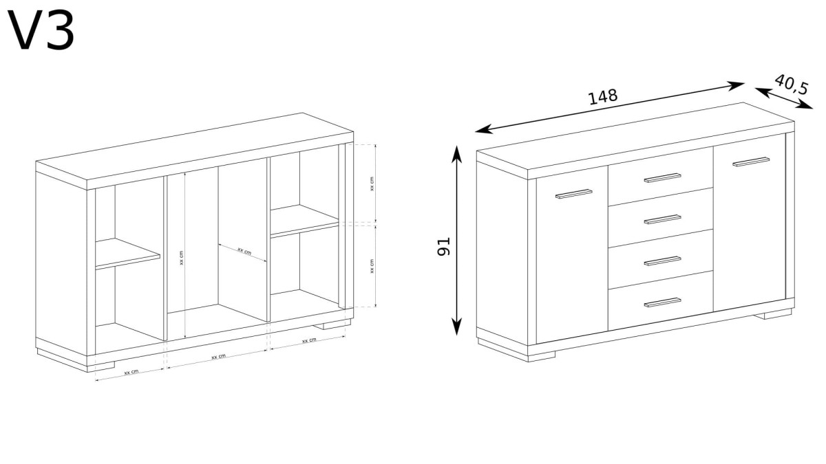 Komoda Vegas V-3 wymiary
