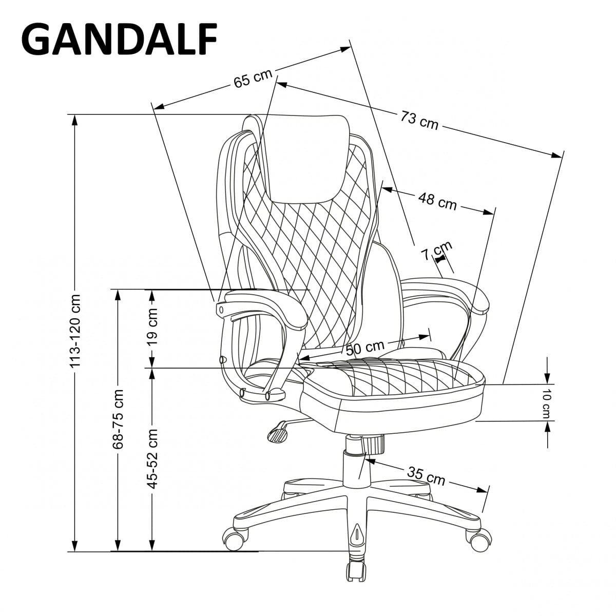 GANDALF fotel gabinetowy czarny / popielaty (1p=1szt)