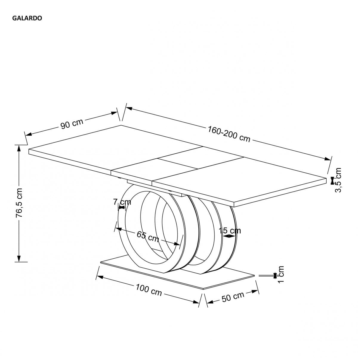 GALARDO stół rozkładany, biały / złoty (3p=1szt)