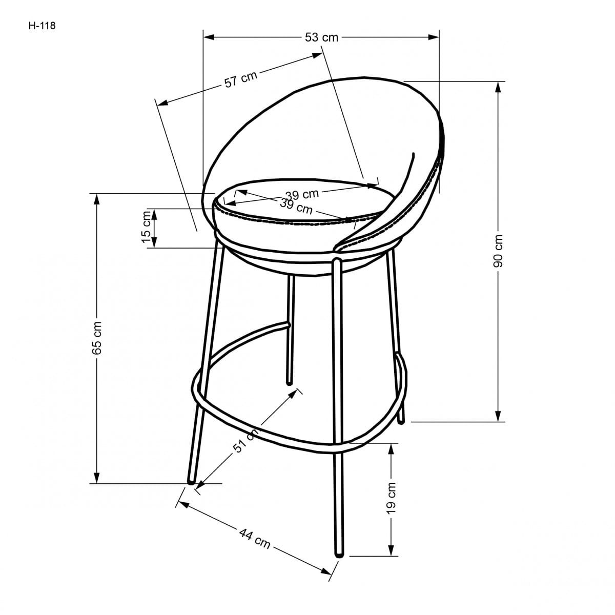 H118 hoker popielaty (1p=2szt)