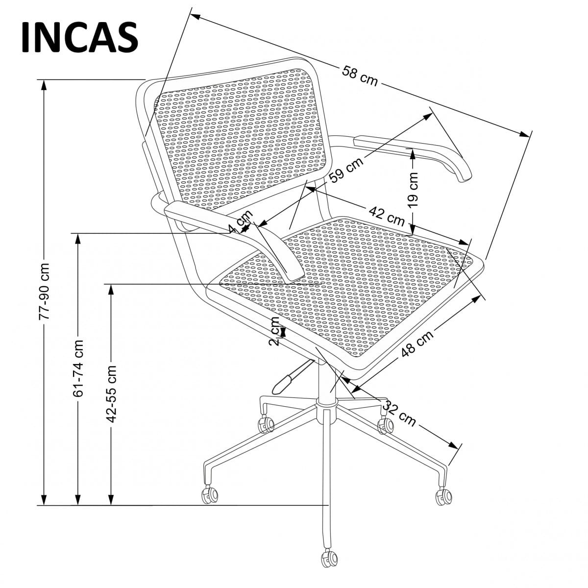 INCAS fotel gabinetowy brązowy / czarny (1p=1szt)