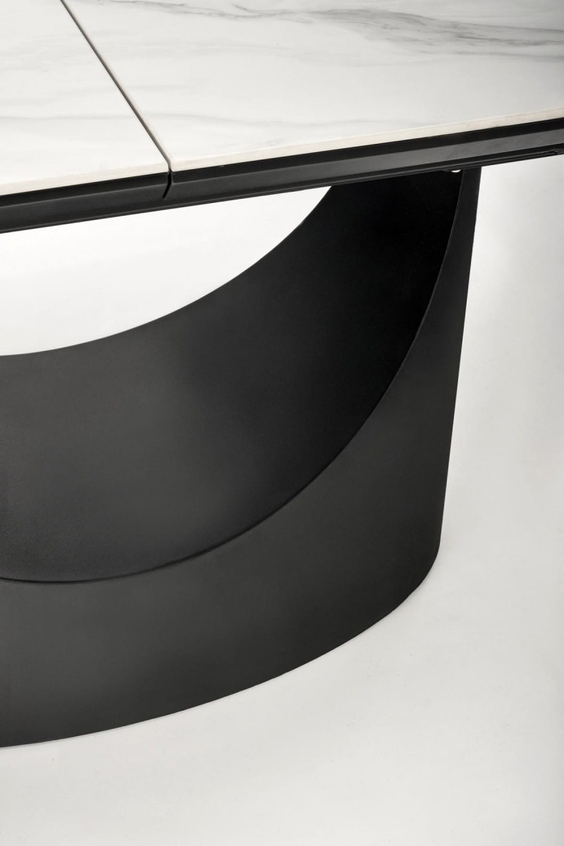 OSMAN stół rozkładany, biały marmur / czarny (2p=1szt)