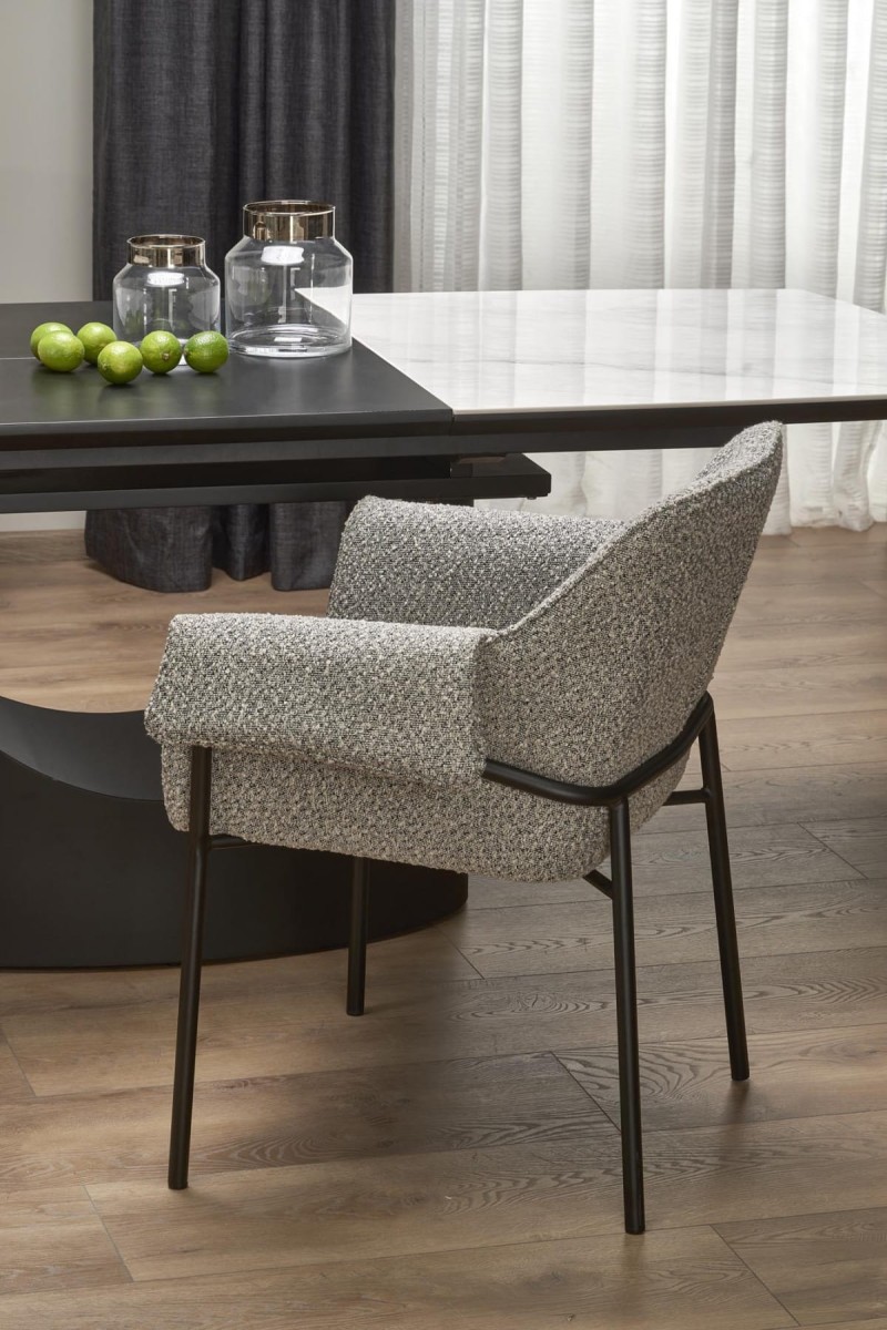 OSMAN stół rozkładany, biały marmur / czarny (2p=1szt)