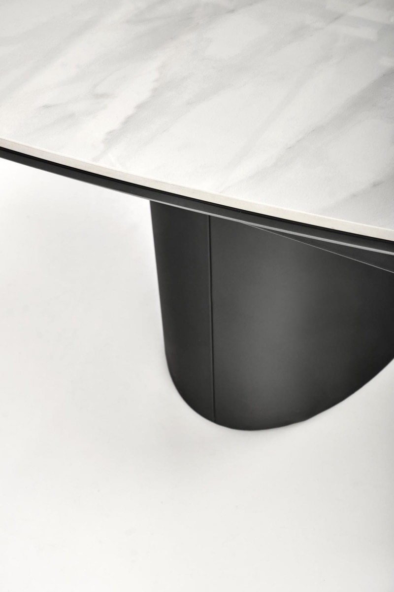 OSMAN stół rozkładany, biały marmur / czarny (2p=1szt)