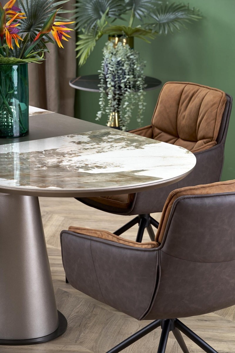 ROBINSON stół rozkładany, beżowy marmur / cappuccino / czarny (3p=1szt)