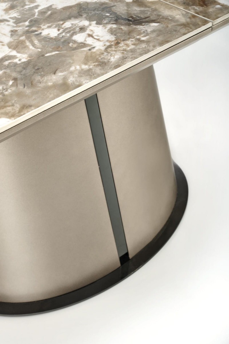 ROBINSON stół rozkładany, beżowy marmur / cappuccino / czarny (3p=1szt)