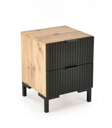 NELA szafka nocna, dąb craft - czarny (1p=1szt)