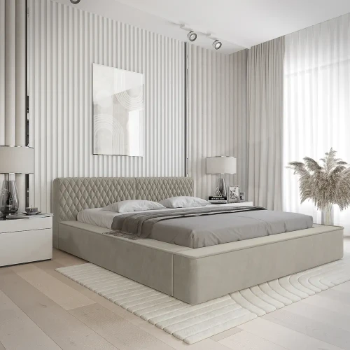 Łóżko tapicerowane z pojemnikiem na pościel Azurro 160x200 [QUARTO]