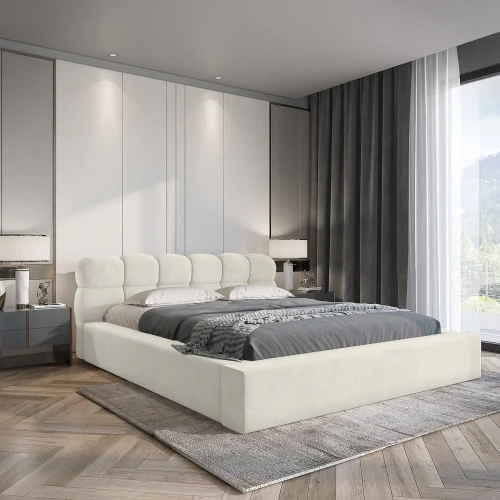 Łóżko tapicerowane z pojemnikiem na pościel Boston 140x200