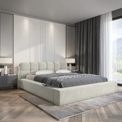 Łóżko tapicerowane z pojemnikiem na pościel Boston 160x200 [QUARTO]